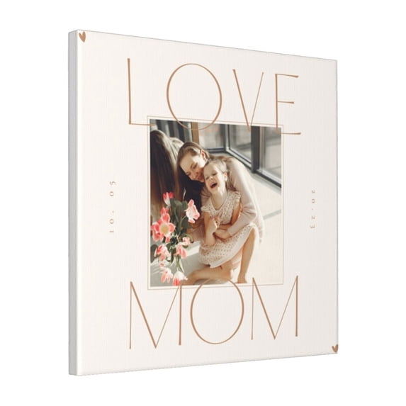Custom Canvas Prints Beige Minimal Mom Day Personalized Photo Image Collage DIY Framed Kit Wall Art Picture Room Decor 18x18 inch