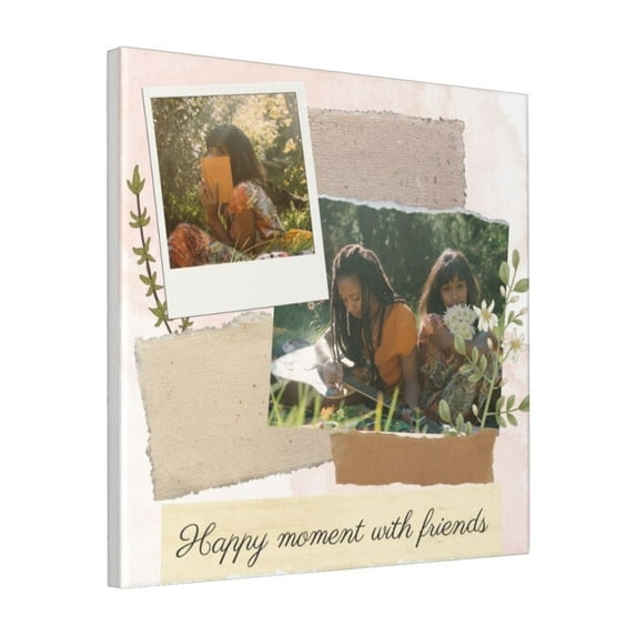 Custom Canvas Prints Beige Olive Green Refined Beach Personalized Photo Image Collage DIY Framed Kit Wall Art Picture Room Decor 18x18 inch