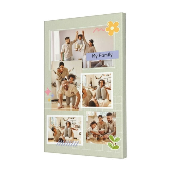 Custom Canvas Prints Beige Refined Family Personalized Photo Image Collage DIY Framed Kit Wall Art Picture Room Decor 16x20 inch