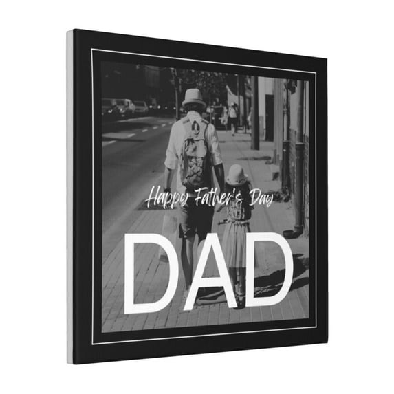 Custom Canvas Prints Black Father's Day Dad Personalized Photo Image Collage DIY Framed Kit Wall Art Picture Room Decor 18x18 inch