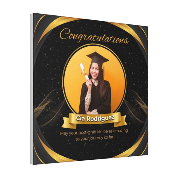 Custom Canvas Prints Black Yellow Simple Congratulations Personalized Photo Image Collage DIY Framed Kit Wall Art Picture Room Decor 18x18 inch