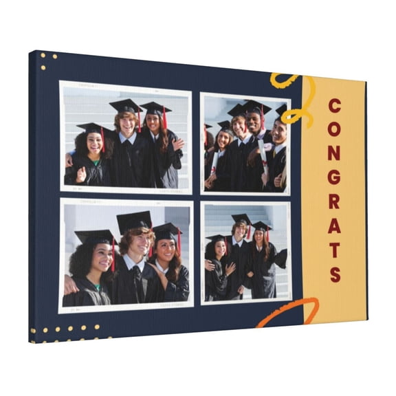 Custom Canvas Prints Blue And Yellow Graduation Picture Personalized Photo Image Collage DIY Framed Kit Wall Art Picture Room Decor 16x20 inch
