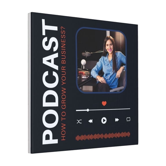 Custom Canvas Prints Blue Modern Podcast Personalized Photo Image Collage DIY Framed Kit Wall Art Picture Room Decor 18x18 inch