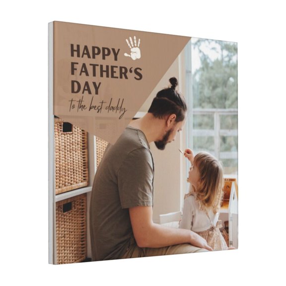 Custom Canvas Prints Brown Earthy Minimalistic Happy Father's Day Personalized Photo Image Collage DIY Framed Kit Wall Art Picture Room Decor 18x18 inch