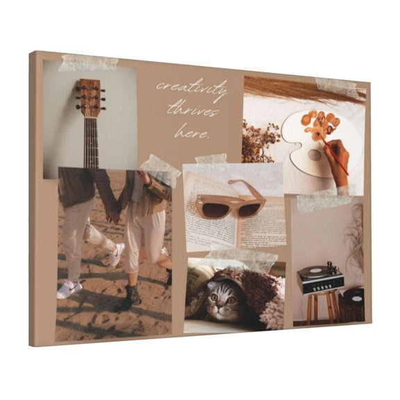 Custom Canvas Prints Brown Gold Aesthetic Creativitys Personalized Photo Image Collage DIY Framed Kit Wall Art Picture Room Decor 16x20 inch
