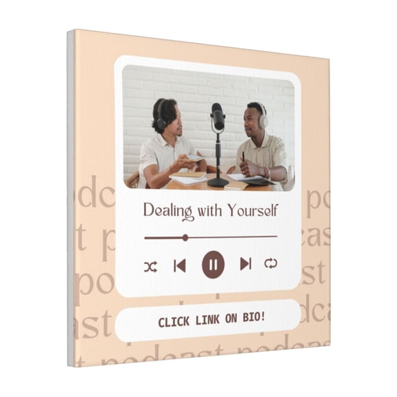 Custom Canvas Prints Cream Minimalist Podcast Personalized Photo Image Collage DIY Framed Kit Wall Art Picture Room Decor 18x18 inch