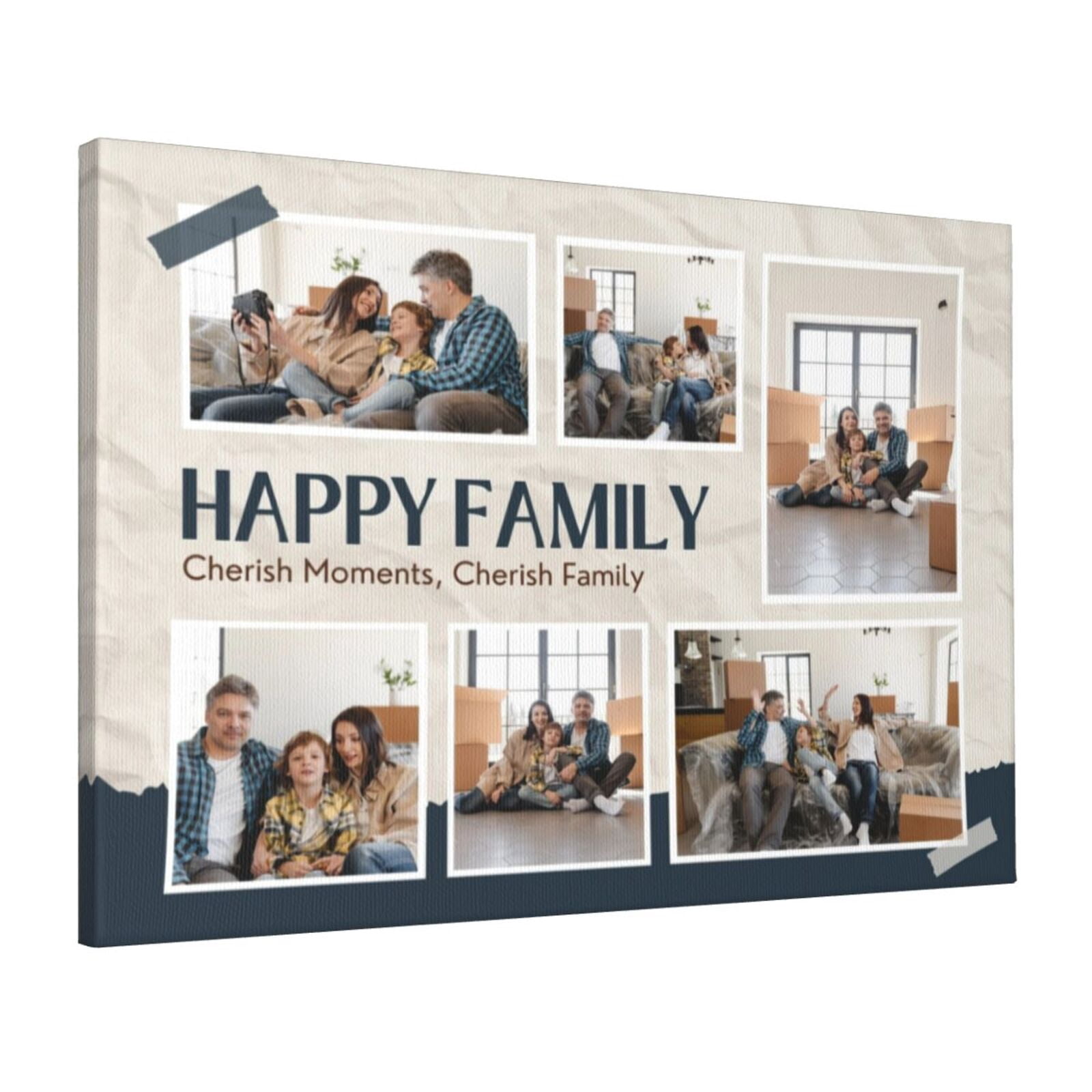 Custom Canvas Prints Dark Blue And Beige Happy Family Personalized ...
