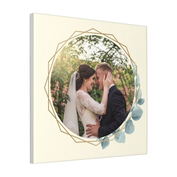 Custom Canvas Prints Elegant Golds With Leaves Wedding Personalized Photo Image Collage DIY Framed Kit Wall Art Picture Room Decor 18x18 inch