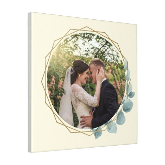 Custom Canvas Prints Elegant Golds With Leaves Wedding Personalized Photo Image Collage DIY Framed Kit Wall Art Picture Room Decor 18x18 inch