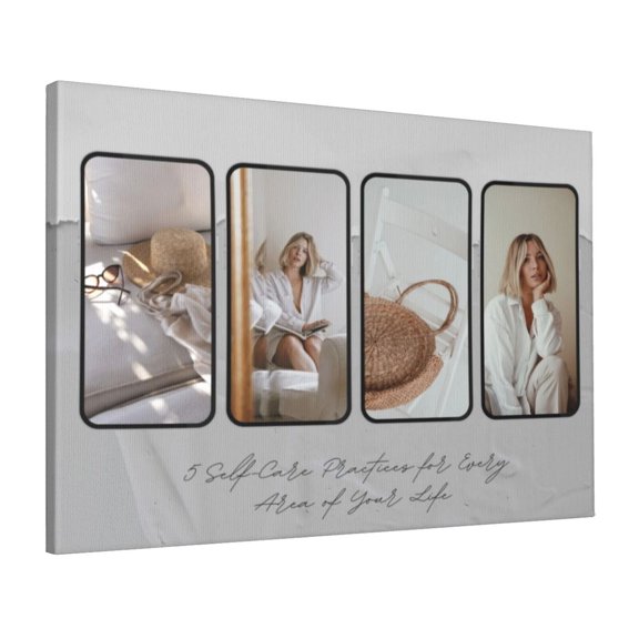 Custom Canvas Prints Gray & Beige Elegant Minimalist Blog Personalized Photo Image Collage DIY Framed Kit Wall Art Picture Room Decor 16x20 inch