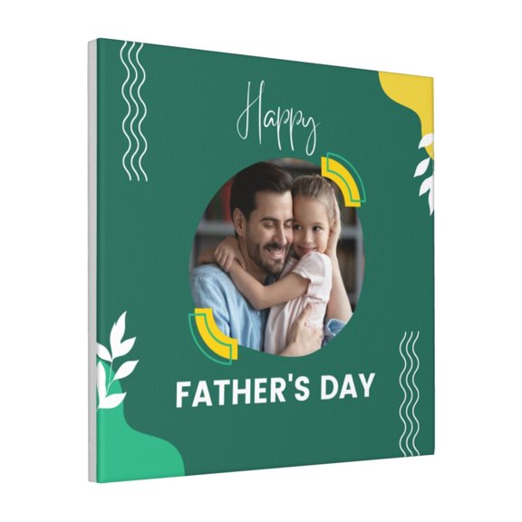 Custom Canvas Prints Green Happy Father's Day Personalized Photo Image Collage DIY Framed Kit Wall Art Picture Room Decor 18x18 inch