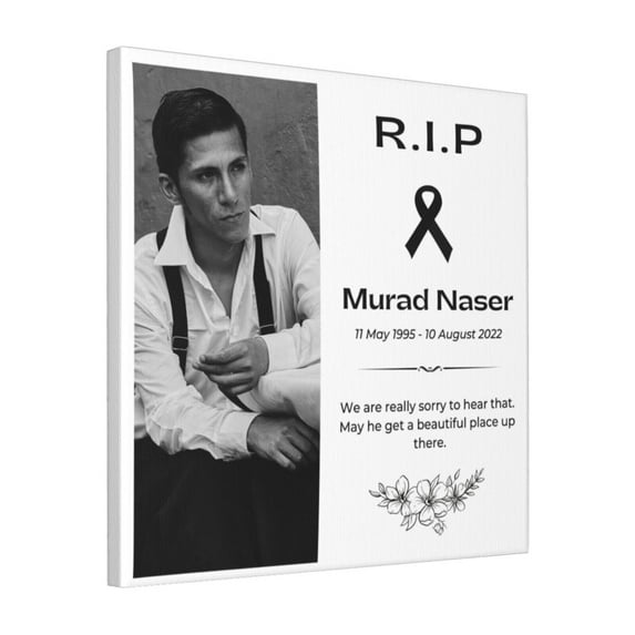 Custom Canvas Prints Modern Black & White Rest In Peace Personalized Photo Image Collage DIY Framed Kit Wall Art Picture Room Decor 18x18 inch