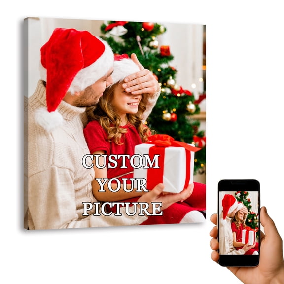 Custom Canvas Prints with Your Photos Christmas Wall Art Decor Personalized Pictures Print, Customized Gifts for Mom Dad Pet Family(8x10in) Ready to Hang