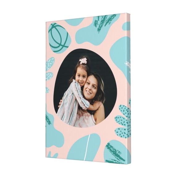 Custom Canvas Prints Pink And Turquoise Blob Vivid Bold General Greetings Mother's Day Personalized Photo Image Collage DIY Framed Kit Wall Art Picture Room Decor 16x20 inch