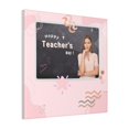 thumbnail image 1 of Custom Canvas Prints Pink Black Happy Teachers Day Pink Personalized Photo Image Collage DIY Framed Kit Wall Art Picture Room Decor 18x18 inch, 1 of 7