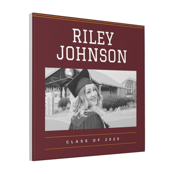 Custom Canvas Prints Red Gold Drive-by College Graduation Personalized Photo Image Collage DIY Framed Kit Wall Art Picture Room Decor 18x18 inch