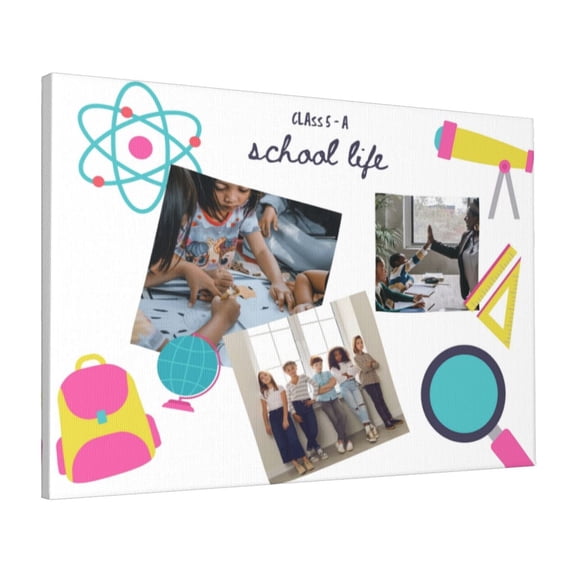 Custom Canvas Prints Schoolkids Classmates Classroom Decoration Personalized Photo Image Collage DIY Framed Kit Wall Art Picture Room Decor 16x20 inch
