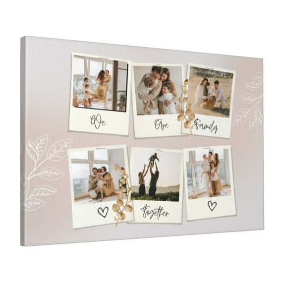 Custom Canvas Prints White Peach Beautiful Family Personalized Photo Image Collage DIY Framed Kit Wall Art Picture Room Decor 16x20 inch