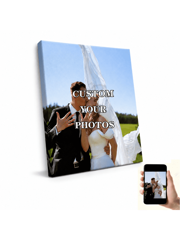 Custom Canvas Prints with Your Photo,Personalized Picture Wall Art Customized Photos Gifts for Christmas Pets Mom Dad Family Wedding Housewarming