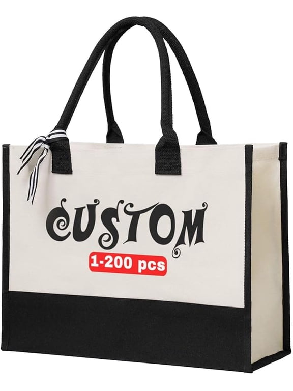 Custom Canvas Tote Bag for Women Personalized Photo Text Logo Shopping Bags for Wedding Christmas Birthday Gift