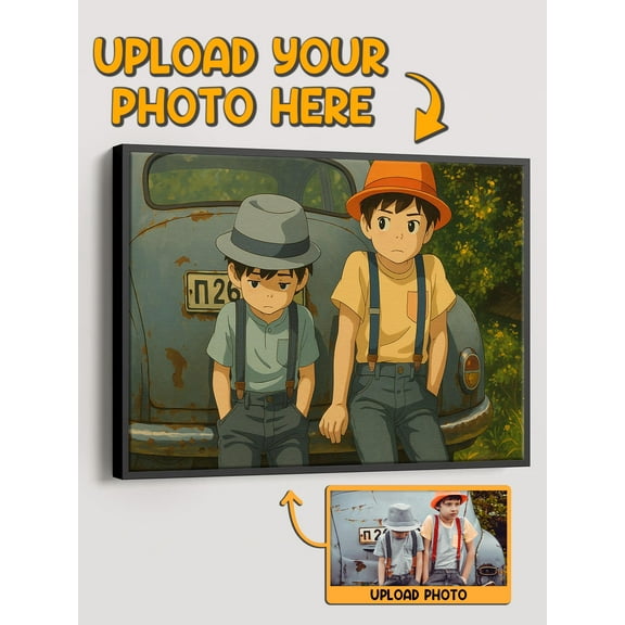 Custom Canvas Wall Art Studio Ghibli-Inspired Custom Framed Art - Transform Photos into Animated Fantasy Portraits - Magical Wall Decor & Gift