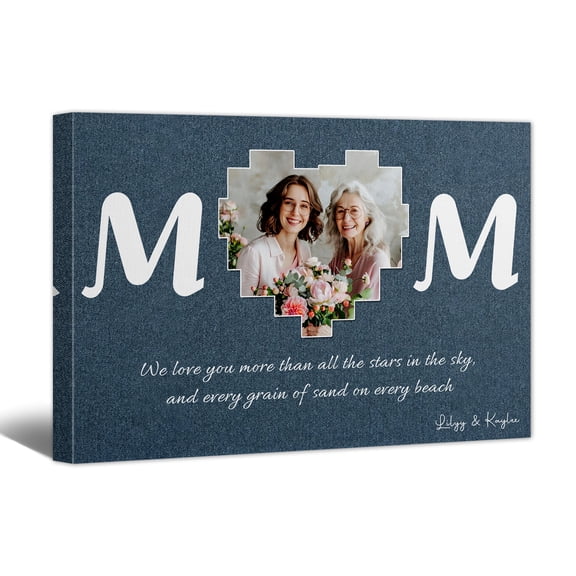 Custom Canvas Wall Art for Mom, Personalized Family Picture Print with Names Text, Mother's Day Keepsake Gift for Her Grandma