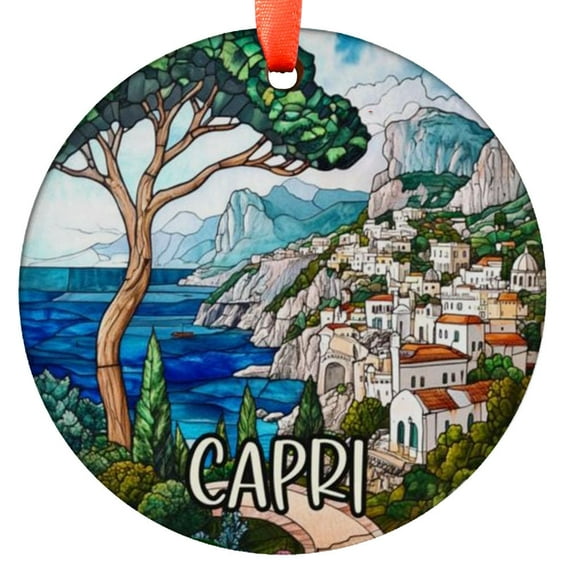 Custom Capri Ornament |Faux |Unique Italy Souvenir |Vacation Travel Gift | Holiday Anniversary |Christmas Decor, Holiday Keepsake, Xmas Tree Hanging Decoration, Seasonal Gift Idea,