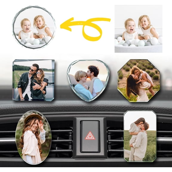 Custom Car Air Vent Clip with Photo, Personalized Crystals Picture Car Air Freshener Clips Interior Decoration