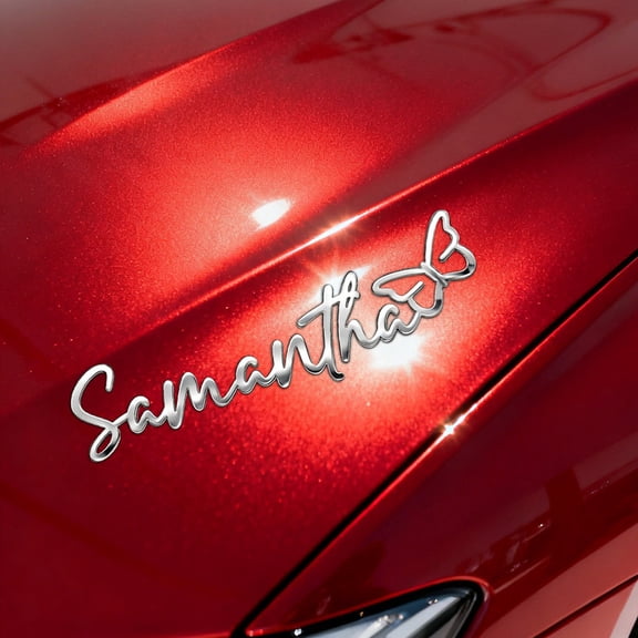 Custom Car Stickers, Custom Stainless Steel Butterfly Car Stickers, Personalized Name & Text Emblem, Waterproof Metal Decal for Cars, Vans, Boats, Bicycles, Refrigerators, Walls & Doors