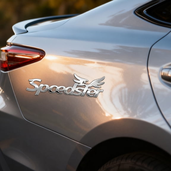 Custom Car Stickers, Custom Stainless Steel Double Wings Car Stickers, Personalized Name & Text Emblem, Waterproof Metal Decal for Cars, Vans, Boats, Bicycles, Refrigerators, Walls & Doors Etc