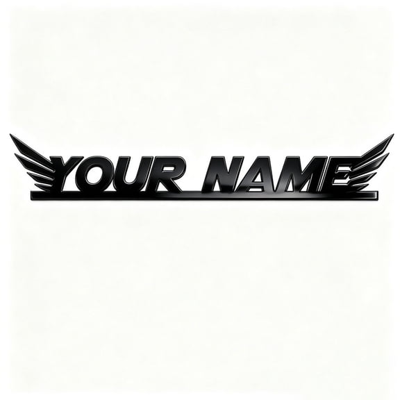Custom Car Stickers, Custom Stainless Steel Double Wings Car Stickers, Personalized Name & Text Emblem, Waterproof Metal Decal for Cars, Vans, Boats, Bicycles, Refrigerators, Walls & Doors Etc