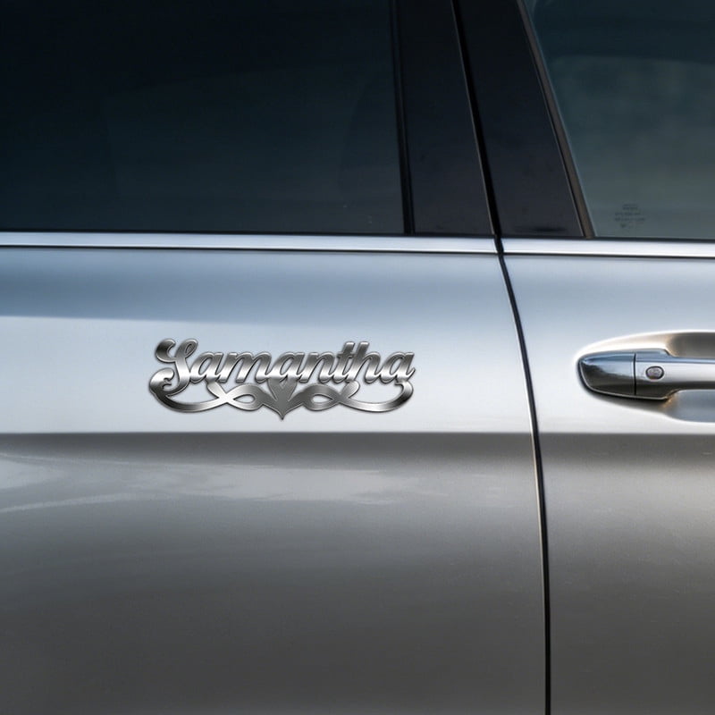 Custom Car Stickers, Custom Stainless Steel Floral art font Car ...