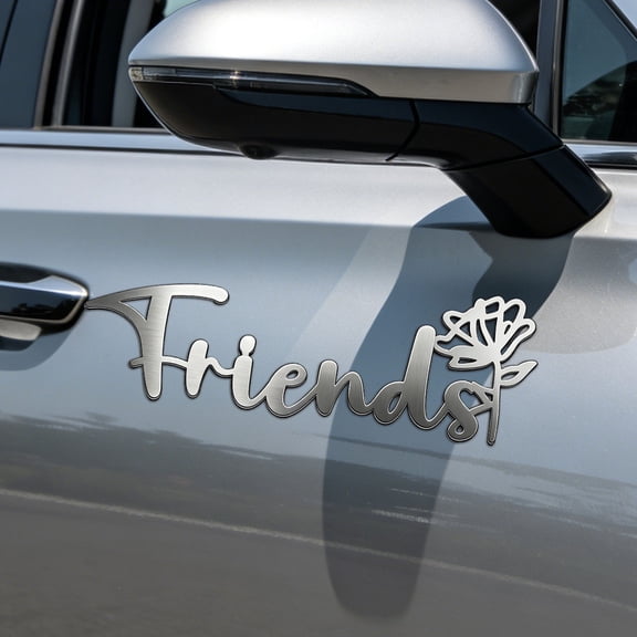 Custom Car Stickers, Custom Stainless Steel Flower Car Stickers, Personalized Name & Text Emblem, Waterproof Metal Decal for Cars, Vans, Boats, Bicycles, Refrigerators, Walls & Doors