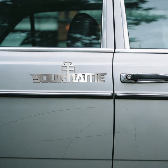 Custom Car Stickers, Custom Stainless Steel Gift Car Stickers, Personalized Name & Text Emblem, Waterproof Metal Decal for Cars, Vans, Boats, Bicycles, Refrigerators, Walls & Doors