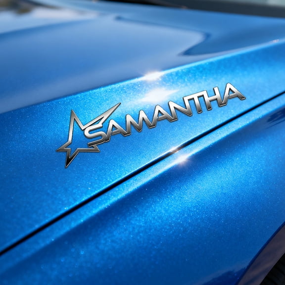 Custom Car Stickers, Custom Stainless Steel Hollow Star Car Stickers, Personalized Name & Text Emblem, Waterproof Metal Decal for Cars, Vans, Boats, Bicycles, Refrigerators, Walls & Doors