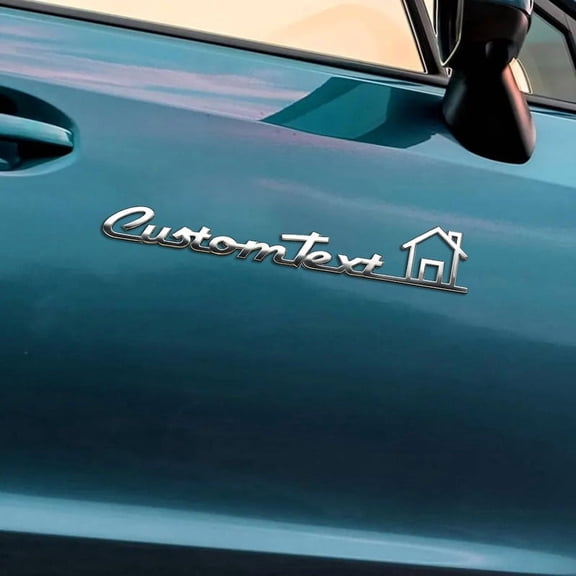 Custom Car Stickers, Custom Stainless Steel Home Car Stickers, Personalized Name & Text Emblem, Waterproof Metal Decal for Cars, Vans, Boats, Bicycles, Refrigerators, Walls & Doors Etc