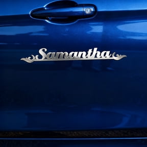 Custom Car Stickers, Custom Stainless Steel Scrollwork Design Car Stickers, Personalized Name & Text Emblem, Waterproof Metal Decal for Cars, Vans, Boats, Bicycles, Refrigerators, Walls & Doors Etc