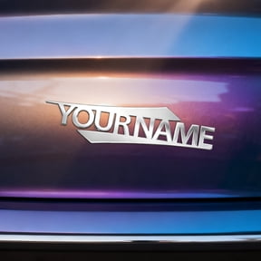Custom Car Stickers, Custom Stainless Steel Stream Car Stickers, Personalized Name & Text Emblem, Waterproof Metal Decal for Cars, Vans, Boats, Bicycles, Refrigerators, Walls & Doors