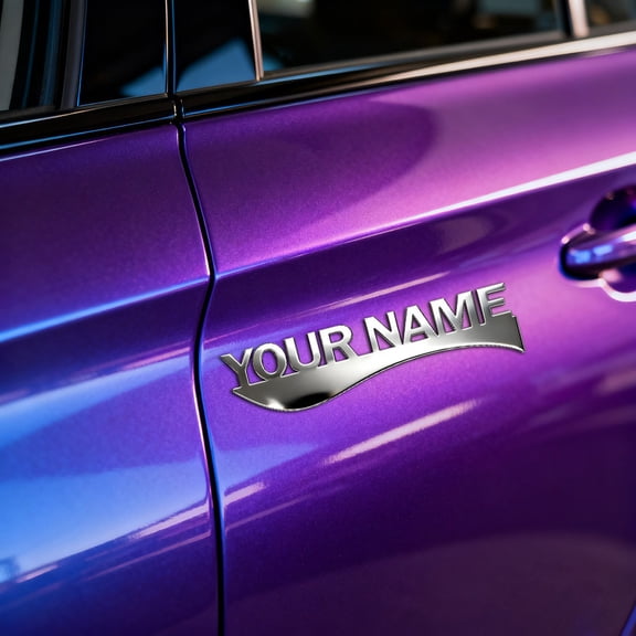 Custom Car Stickers, Custom Stainless Steel Underlined Stylized Font Car Stickers, Personalized Name & Text Emblem, Waterproof Metal Decal for Cars, Vans, Boats, Bicycles