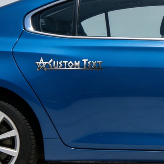 Custom Car Stickers, Stainless Steel Star Car Stickers, Personalized Name & Text Emblem, Waterproof Metal Decal for Cars, Vans, Boats, Bicycles, Refrigerators, Walls & Doors