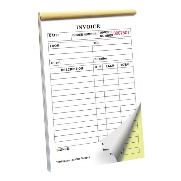 Custom Carbonless Receipt Book With Logo 2 Business Forms for Contractors Service Invoice Pad Duplicate Paper Record Keeping Tracking Stationery