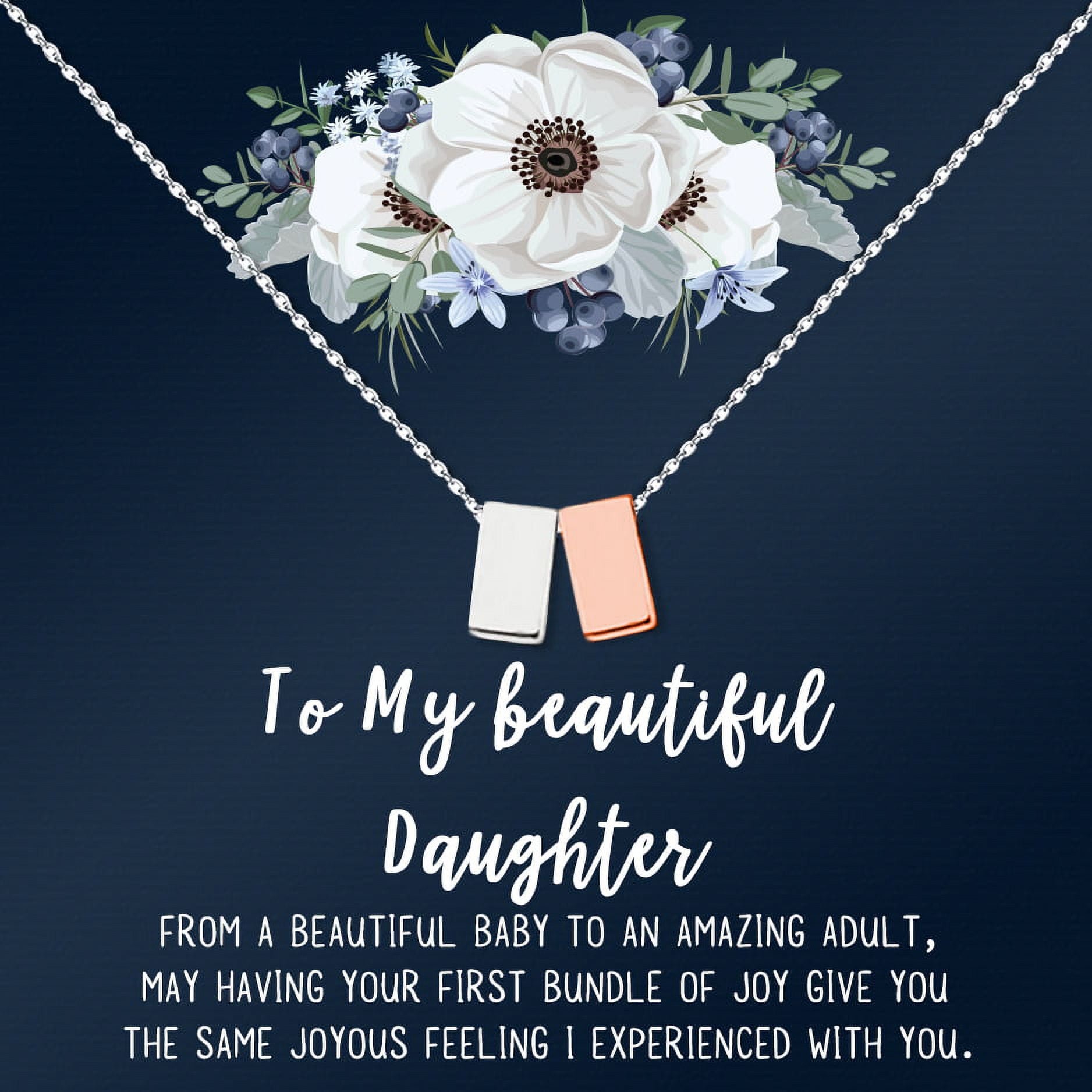 Custom Card Mom Gifts, Cube Necklace for Mother & Daughter, Necklaces for Women, Best Birthday Gift Ideas, Personalized Mother's Jewelry For Her Mothers Day [Silver Rose Gold Cube, Personalized Card]
