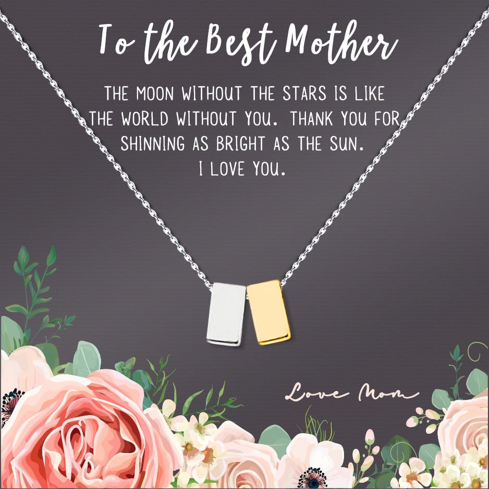 Custom Card for Mother's Day, Personalized Card with Necklace Mother's Day, Personalized Gift for Mom,Card Necklace , Necklace for Mother's Day [Silver-Gold, Personalized Card]