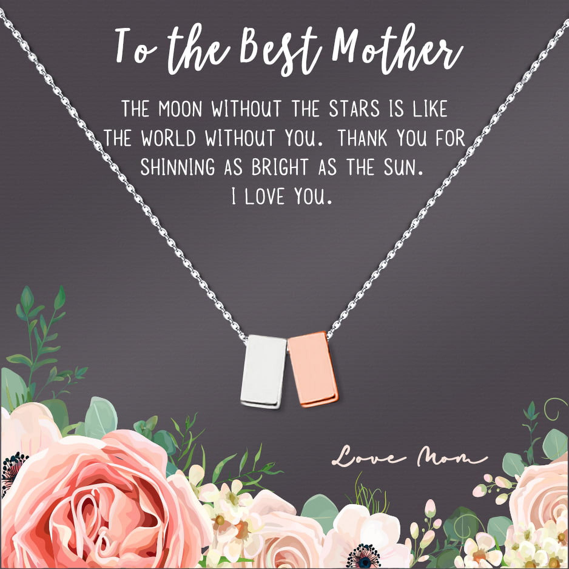 Custom Card for Mother's Day, Personalized Card with Necklace Mother's Day, Personalized Gift for Mom,Card Necklace , Necklace for Mother's Day [Silver-Rose Gold, Personalized Card]