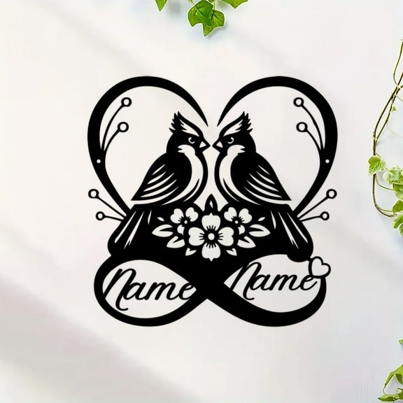 Custom Cardinal Couple Metal Sign Personalized Wedding Anniversary Gift, Parents Anniversary Wall Art, Bird Decor