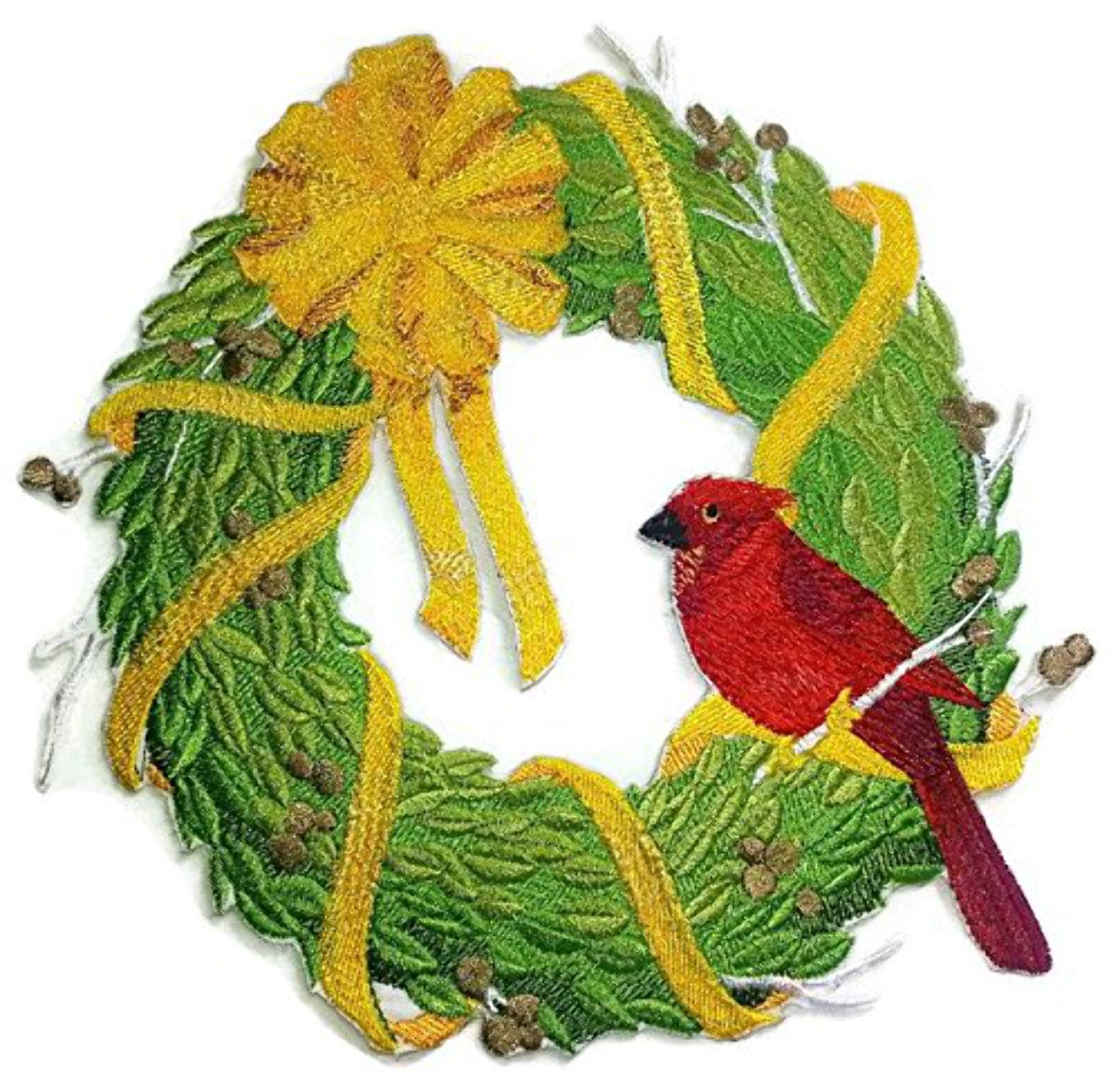 Custom Cardinal Wreath Embroidered Iron on/Sew Patch [8" X 8"]