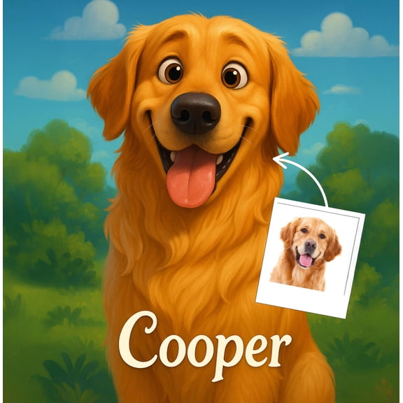 Custom Cartoon Style Pet Portrait Personalized Pet Poster Cartoon Pet Portrait gift Wall A