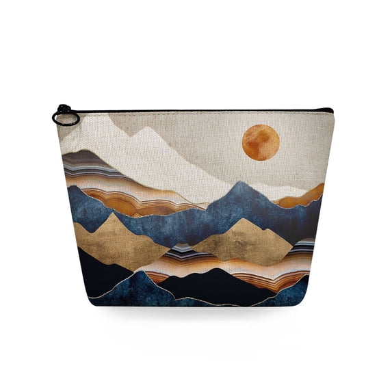 Custom Casual Makeup Organizer Oil Painting Mountain Forest Print Women Cosmetic Bags Travel Portable Toiletry Bag Pencil Cases