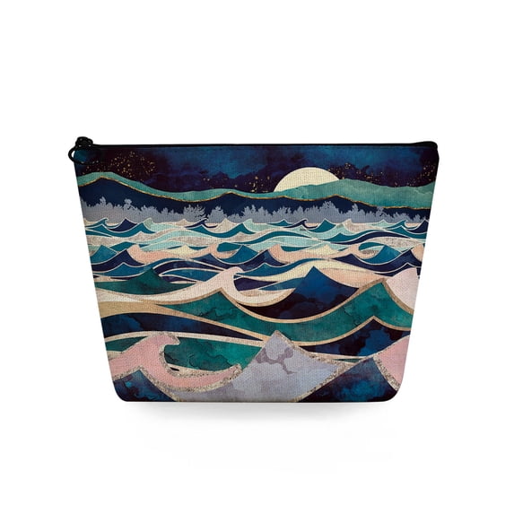 Custom Casual Makeup Organizer Oil Painting Mountain Forest Print Women Cosmetic Bags Travel Portable Toiletry Bag Pencil Cases