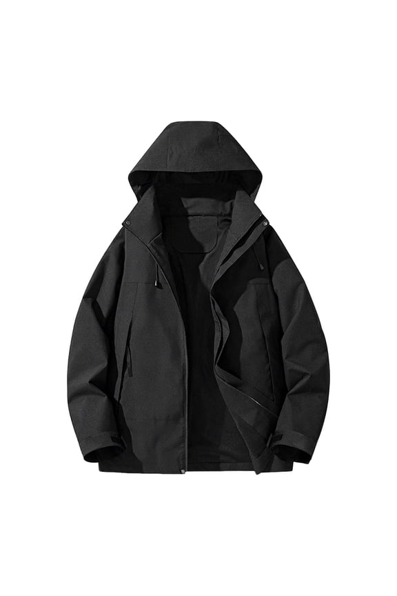 Custom Casure Jacket Premium Men's Outdoor Sports Hooded Raincoat Waterproof Windproof Coat Hiking Camping Outerwear for Rainy Days, Wet Weather and Outdoor Travel, Black, 3XL